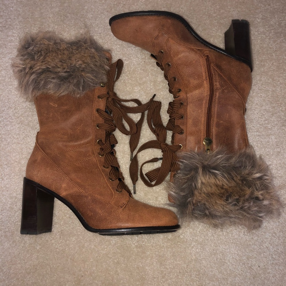 Taryn by Taryn Rose Tall Faux Fur Lace -Up Boots